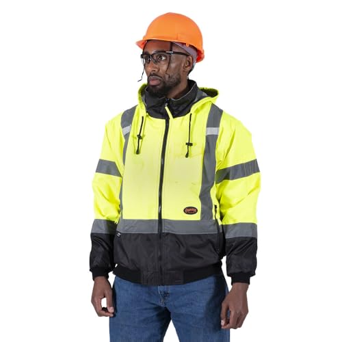 Pioneer Hi Vis - Waterproof, Reflective, ANSI Class 3, Rain Jacket with Detachable Hood