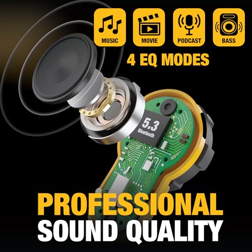 DEWALT Bluetooth Jobsite Pro X2 Earbuds, ANC, 38dB Noise Reduction, 10-Hour Runtime
