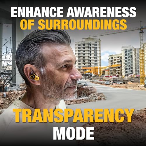 DEWALT Bluetooth Jobsite Pro X2 Earbuds, ANC, 38dB Noise Reduction, 10-Hour Runtime