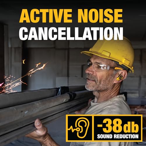 DEWALT Bluetooth Jobsite Pro X2 Earbuds, ANC, 38dB Noise Reduction, 10-Hour Runtime
