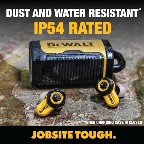 DEWALT Bluetooth Jobsite Pro X2 Earbuds, ANC, 38dB Noise Reduction, 10-Hour Runtime