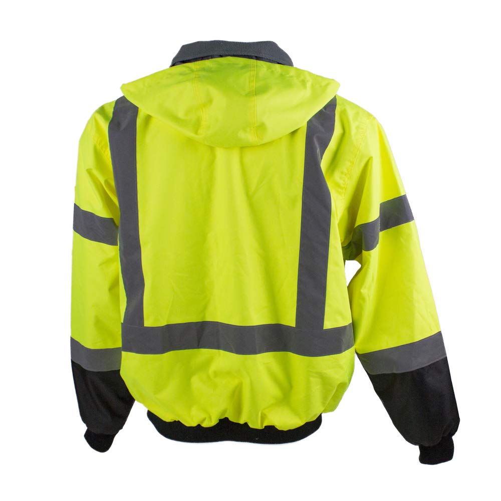 Pioneer Hi Vis - Waterproof, Reflective, ANSI Class 3, Rain Jacket with Detachable Hood