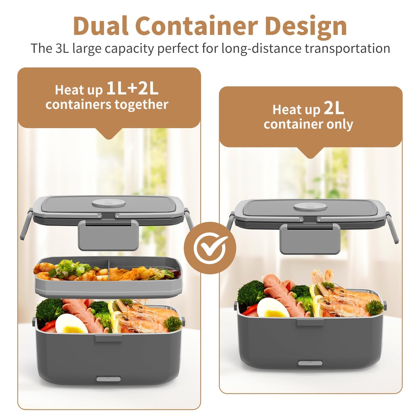 Geveniss Electric Lunch Box, Stainless Steel, Fast Heating for Truck and Job sites