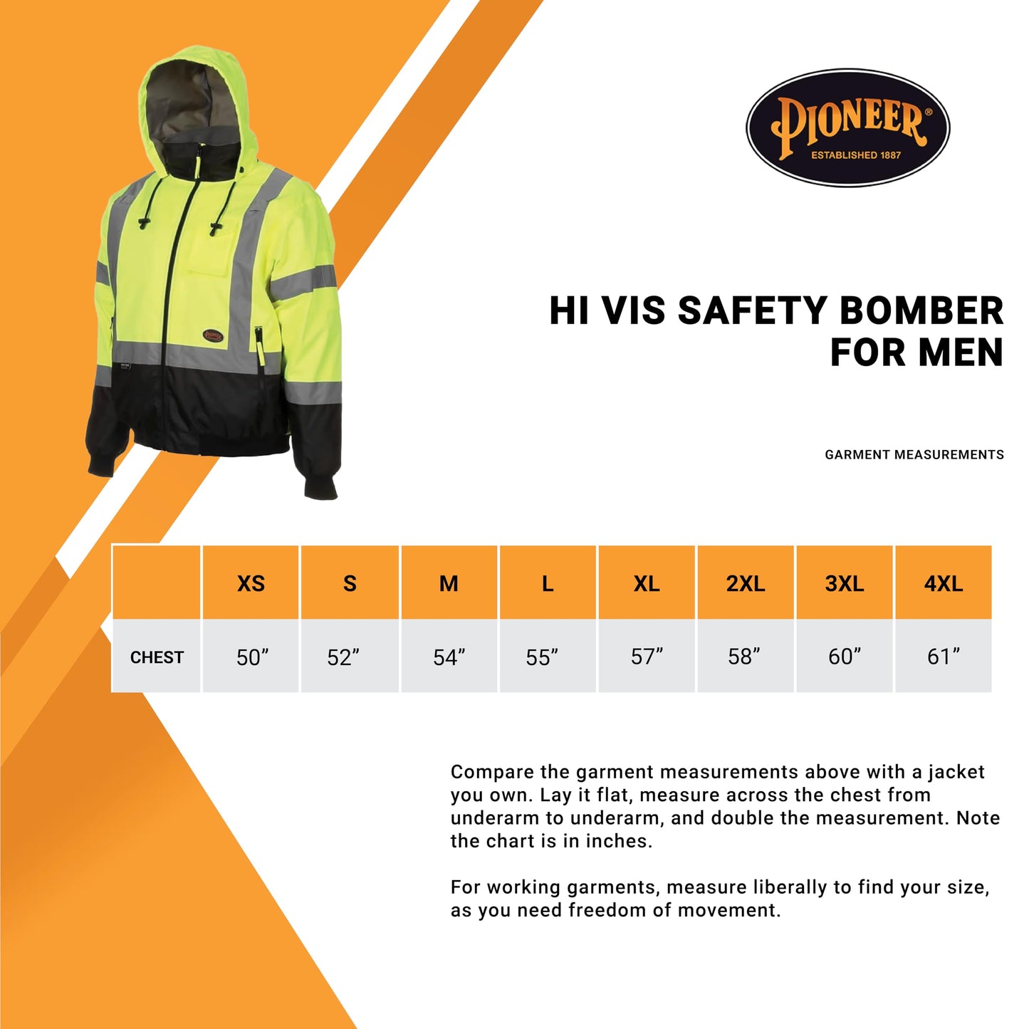 Pioneer Hi Vis - Waterproof, Reflective, ANSI Class 3, Rain Jacket with Detachable Hood