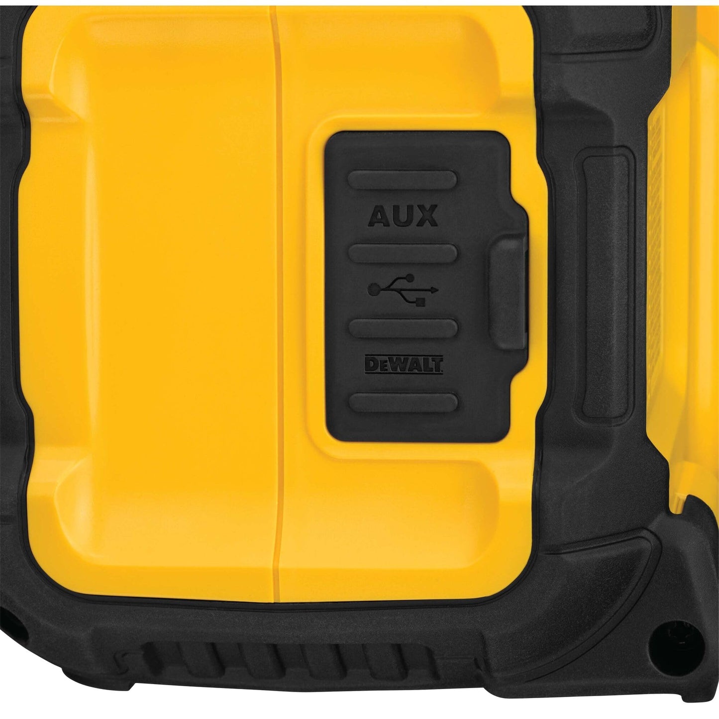DEWALT 20V MAX Bluetooth Speaker, 100 ft Range, Durable for Jobsites, Phone Holder Included, Lasts 8-10 Hours with Single Charge