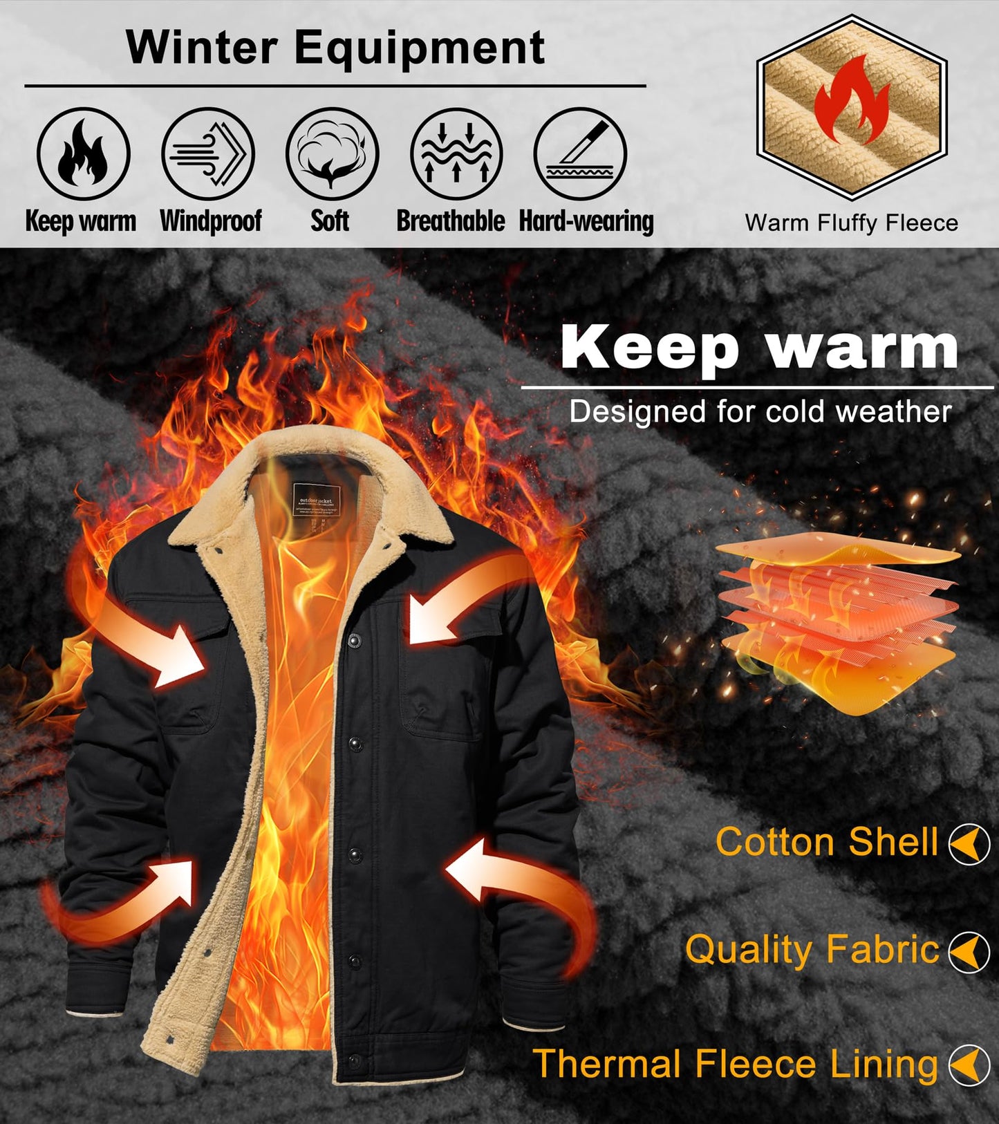 EKLENTSON Windbreaker Jacket With Multi Pockets
