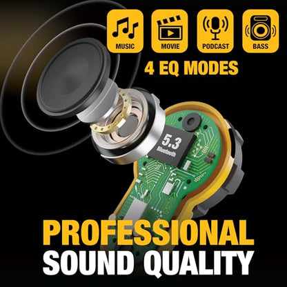 DEWALT Bluetooth Jobsite Pro X2 Earbuds, ANC, 38dB Noise Reduction, 10-Hour Runtime