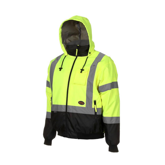 Pioneer Hi Vis - Waterproof, Reflective, ANSI Class 3, Rain Jacket with Detachable Hood