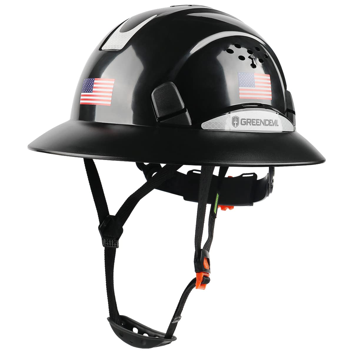 Full Brim Hard Hat, OSHA Approved, Vented, Cooling Towel, Adjustable Suspension