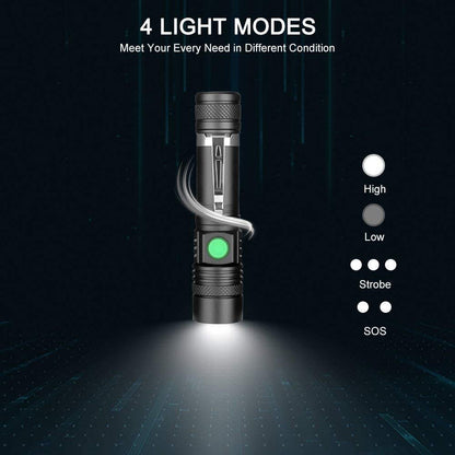 LED Tactical Flashlight Rechargeable (Waterproof, Zoomable, Pocket Size)