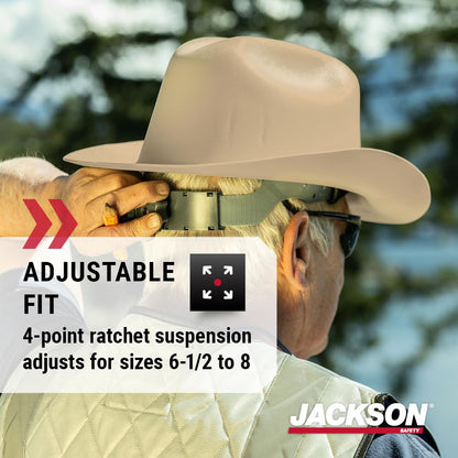 Jackson Safety Cowboy Hard Hat - Western Outlaw Style Construction Helmet with Full Brim Shade - ANSI Z89.1 & OSHA Compliant - (Multiple Colors)