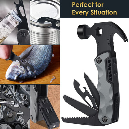 13-in-1 Multitool, Camping Accessories, Survival Hammer, Stocking Stuffer Gifts for Men, Women, Adults