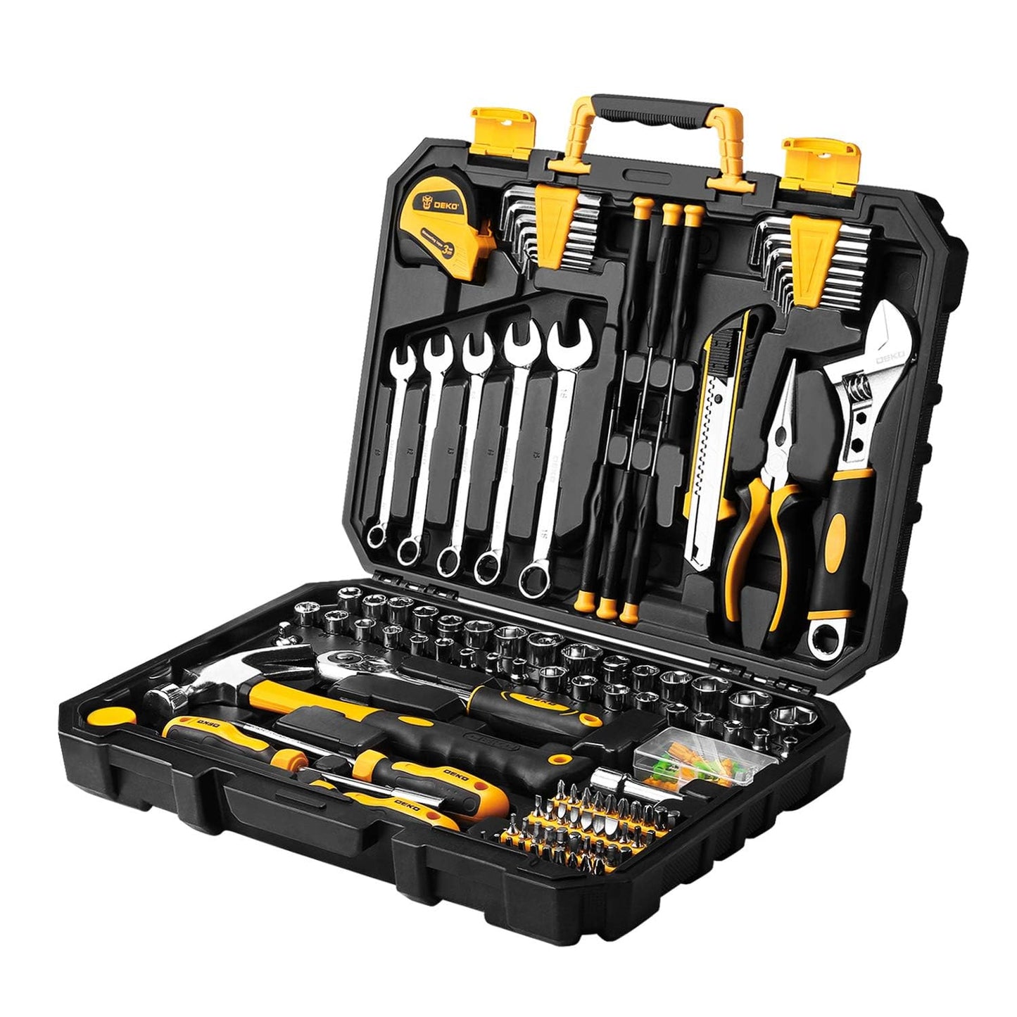 DEKOPRO 158-Piece Tool Set, Household and Auto Repair, with Plastic Toolbox Storage Case