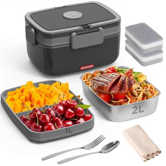 Geveniss Electric Lunch Box, Stainless Steel, Fast Heating for Truck and Job sites