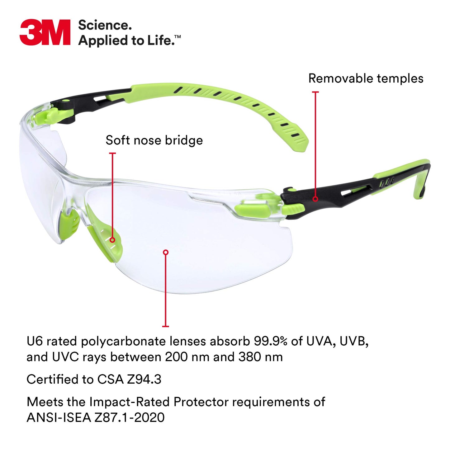 3M Solus 1000 Safety Glasses, Anti-Fog, UV Protection, Premium Eye Protection