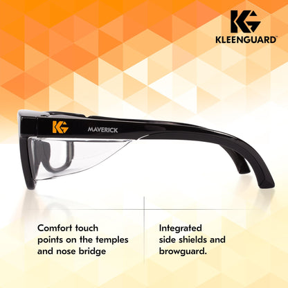 KLEENGUARD V30 Maverick Safety Glasses, Clear Lenses, Anti-Fog, Black Frame, Carrying Case