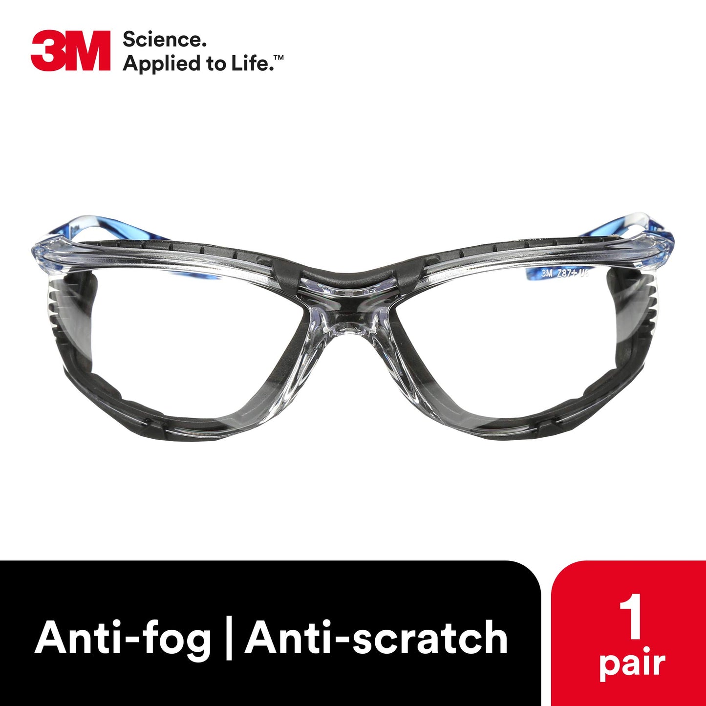 3M Virtua CCS Safety Glasses, ANSI Z87, Anti-Fog, Clear Lens, Ear Plug System