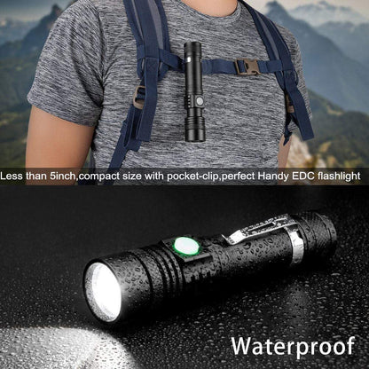 LED Tactical Flashlight Rechargeable (Waterproof, Zoomable, Pocket Size)