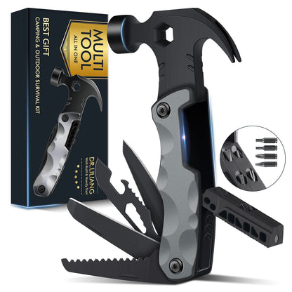 13-in-1 Multitool, Camping Accessories, Survival Hammer, Stocking Stuffer Gifts for Men, Women, Adults