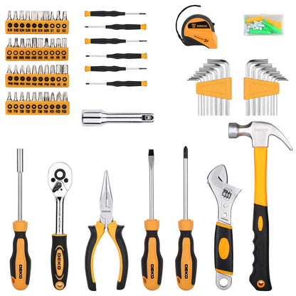 DEKOPRO 158-Piece Tool Set, Household and Auto Repair, with Plastic Toolbox Storage Case