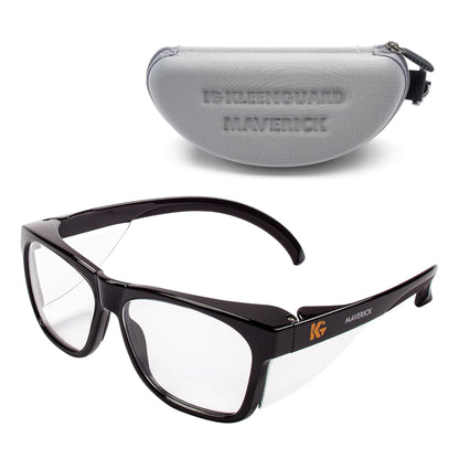 KLEENGUARD V30 Maverick Safety Glasses, Clear Lenses, Anti-Fog, Black Frame, Carrying Case