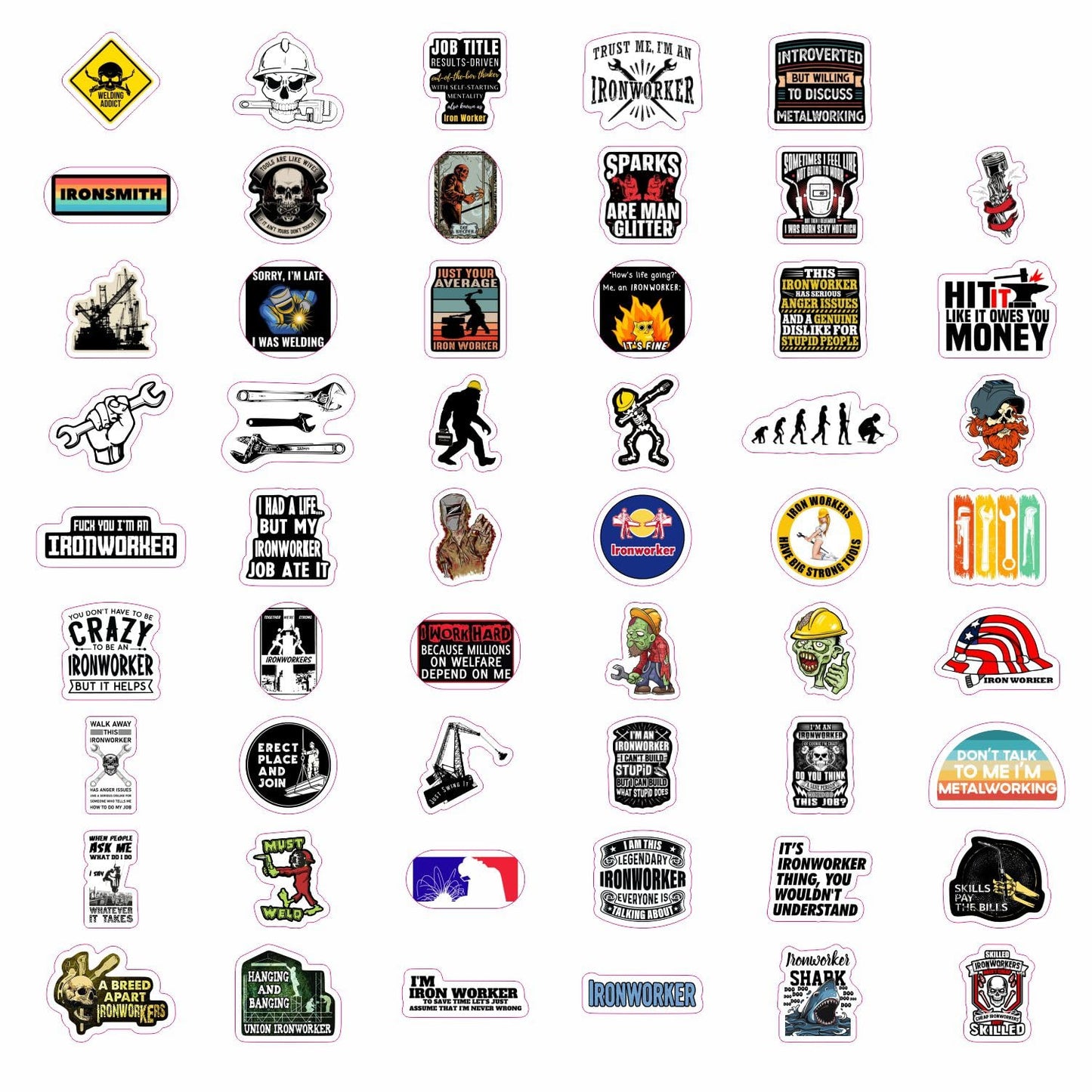 100Pcs Funny Ironworker Stickers for Hard Hat