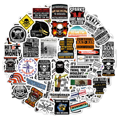 100Pcs Funny Ironworker Stickers for Hard Hat