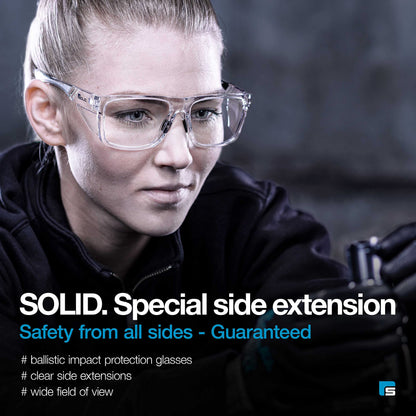 SolidWork Safety Glasses, Anti-Fog, Anti-Scratch, Clear Lens, Protective Eyewear