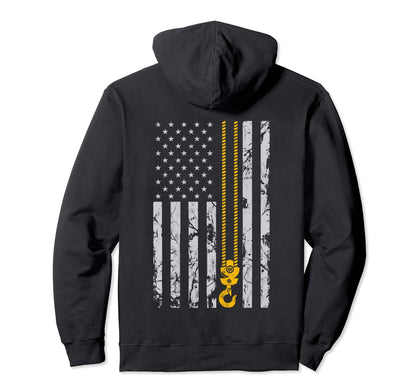 American Flag Crane Operator Pullover Hoodie