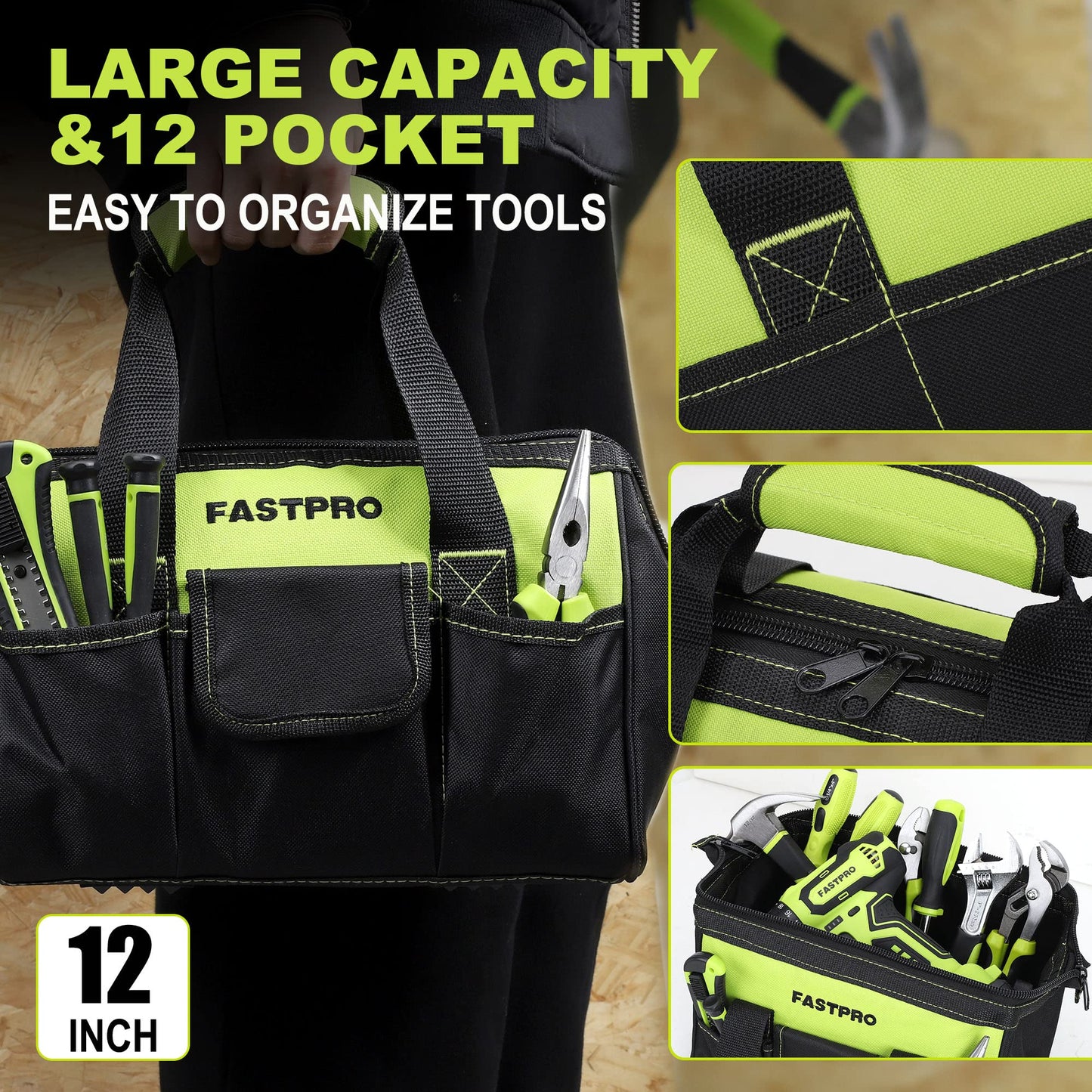 FASTPRO 232-Piece 20V Drill Driver Set, Lithium-ion, Tool Kit with Storage Bag, Green