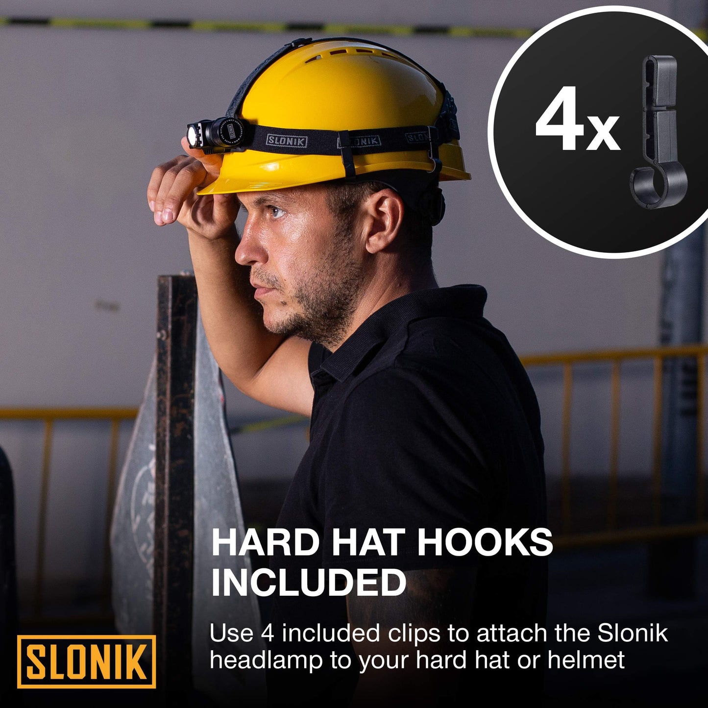 SLONIK Rechargeable Hardhat and Headlamp, 1000 Lumen, USB, IPX4 Waterproof, 60ft Beam