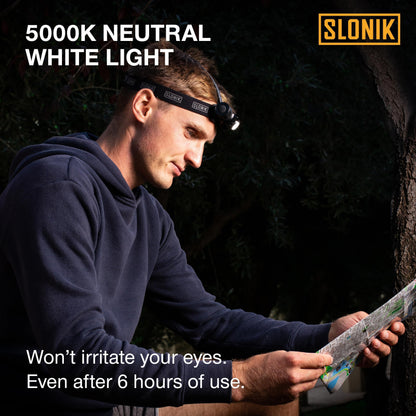 SLONIK Rechargeable Hardhat and Headlamp, 1000 Lumen, USB, IPX4 Waterproof, 60ft Beam